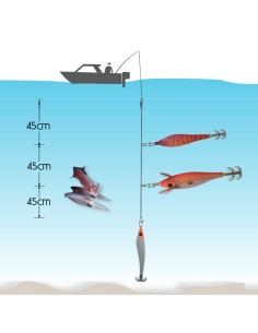 Armado de la línea de mano para pesca de profundidad para la captura de